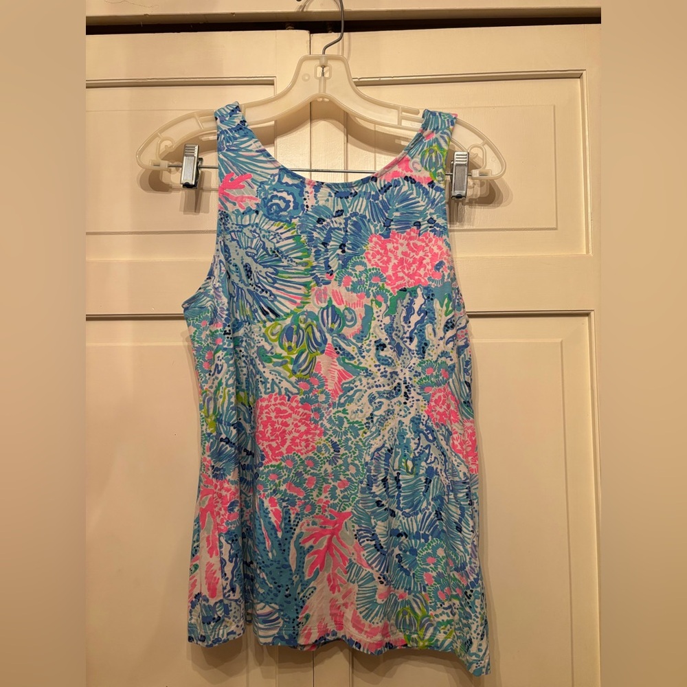 Lilly Pulitzer Blue, Pink & Green Printed Tank Top Soft Thin GUC